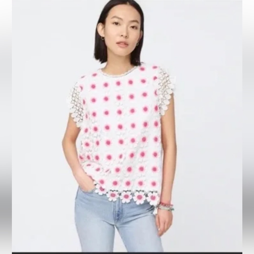 J Crew Floral Crochet Lace Top